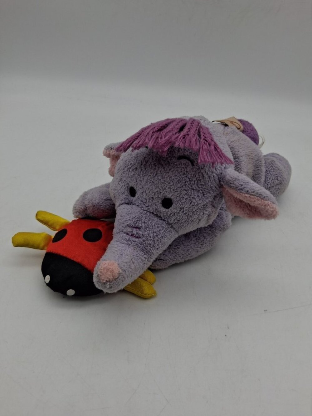 Disney Lumpy Heffalump Winnie the Pooh Purple Elephant w/Ladybug Lovey Squeaks